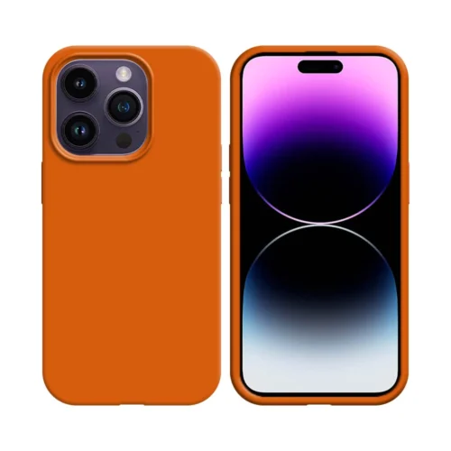 Coque en silicone compatible avec Apple iPhone 14 Pro Max Orange