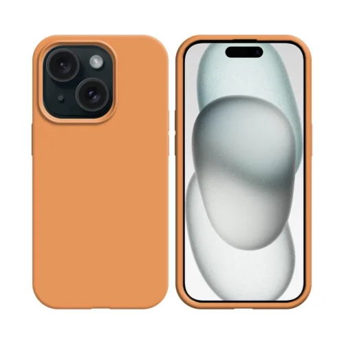 Coque en silicone compatible avec Apple iPhone 15 Koralle