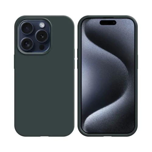 Coque en silicone compatible avec Apple iPhone 15 Pro Noir