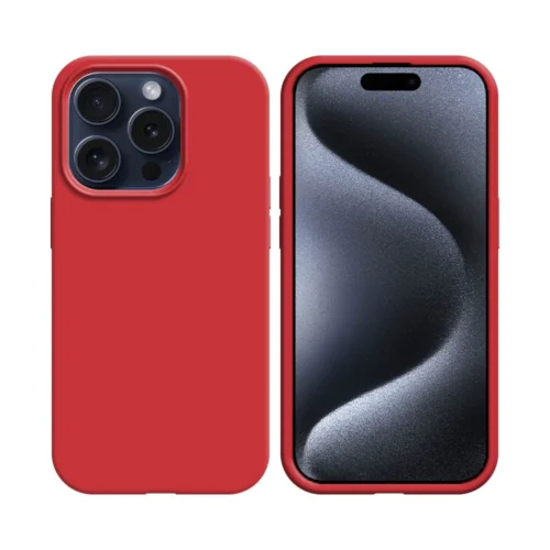 Coque en silicone compatible pour Apple iPhone 15 Pro Rouge