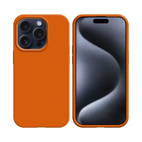 Coque en silicone compatible avec Apple iPhone 15 Pro Max Orange