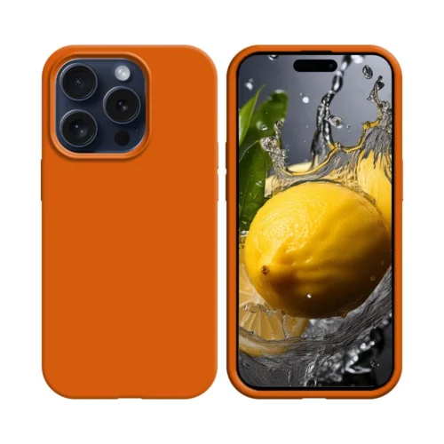 Coque en silicone compatible avec Apple iPhone 16 Pro Orange