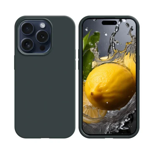 Coque en silicone compatible avec Apple iPhone 16 Pro Noir