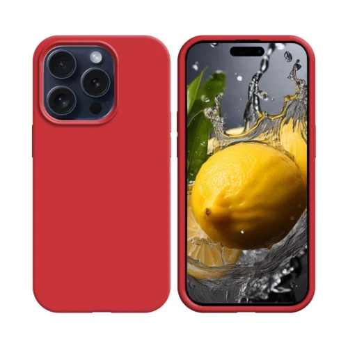 Coque en silicone compatible avec Apple iPhone 16 Pro Max Rouge