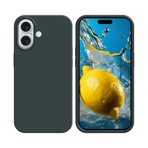 Coque en silicone compatible avec Apple iPhone 16 Noir